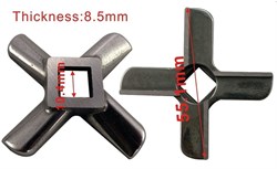 Нож для мясорубки Moulinex HV8 отв.-10.5mm, B-55mm Zelmer Bork Bosch MM0107W SS-193517 зам. MGR104UN, ZL005, N430, 755469-00755469 - фото 27645